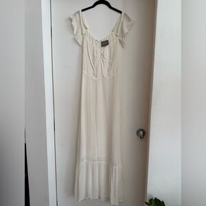 Reformation Ivory Off-Shoulder Dress